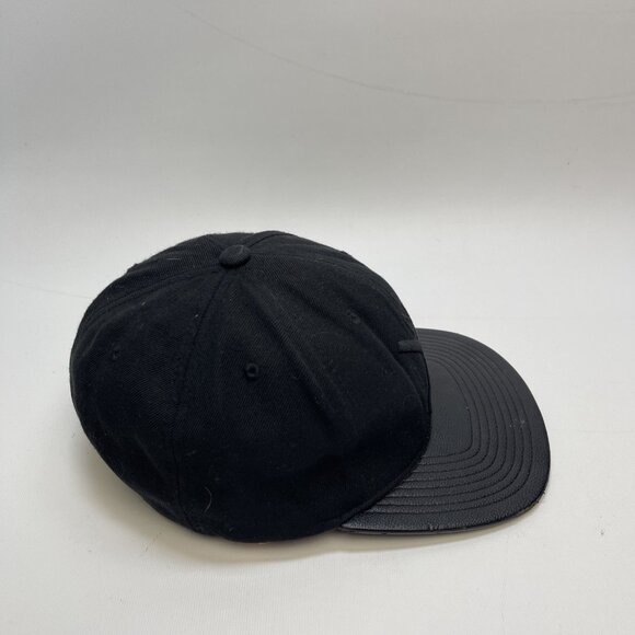 Nixon Embroidery logo Classic Snapback Triple Black Leather front Skate Surf Y2K - Picture 3 of 12